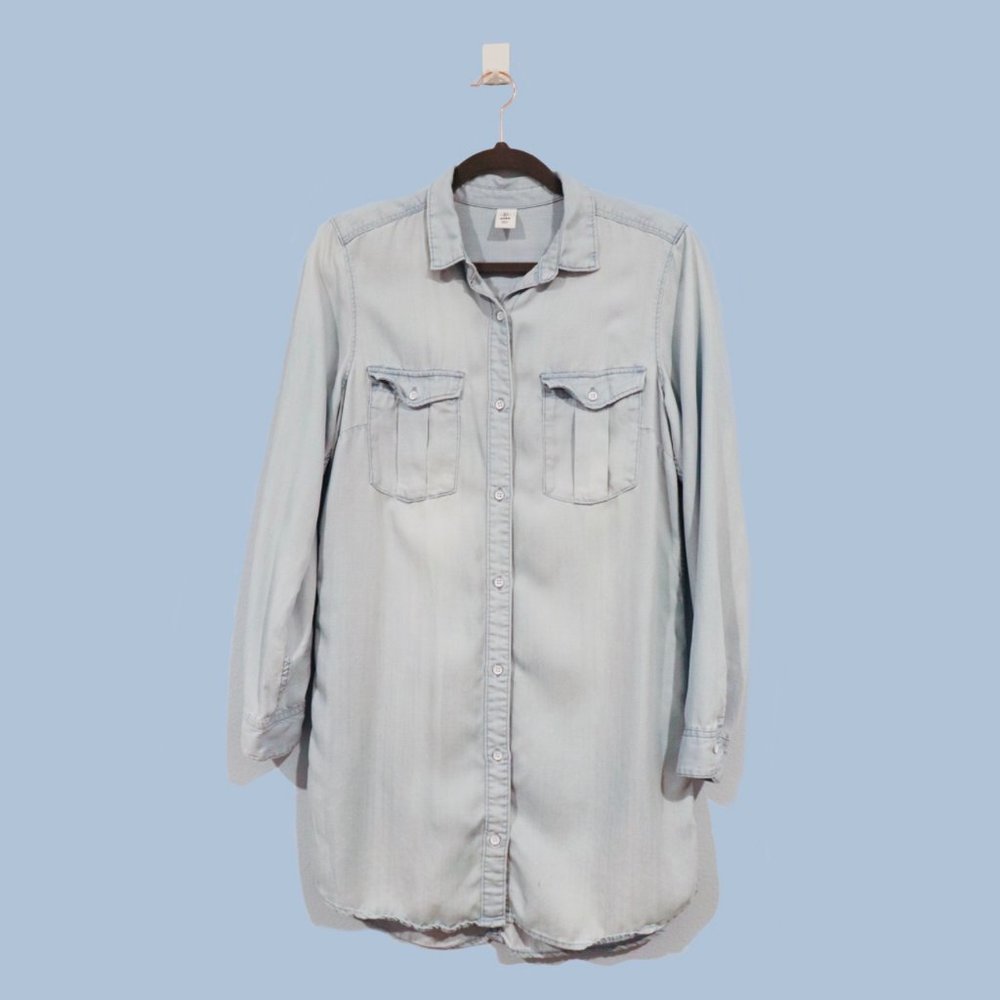 H&M Women's Long Light Denim Shirt Size 8